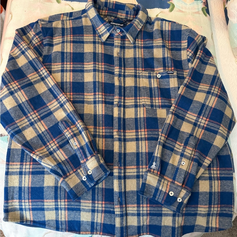chubbies Men's XL Black Plaid and Blue Plaid Button-Down Shirt Pair (2 Shirts) - Picture 2 of 7
